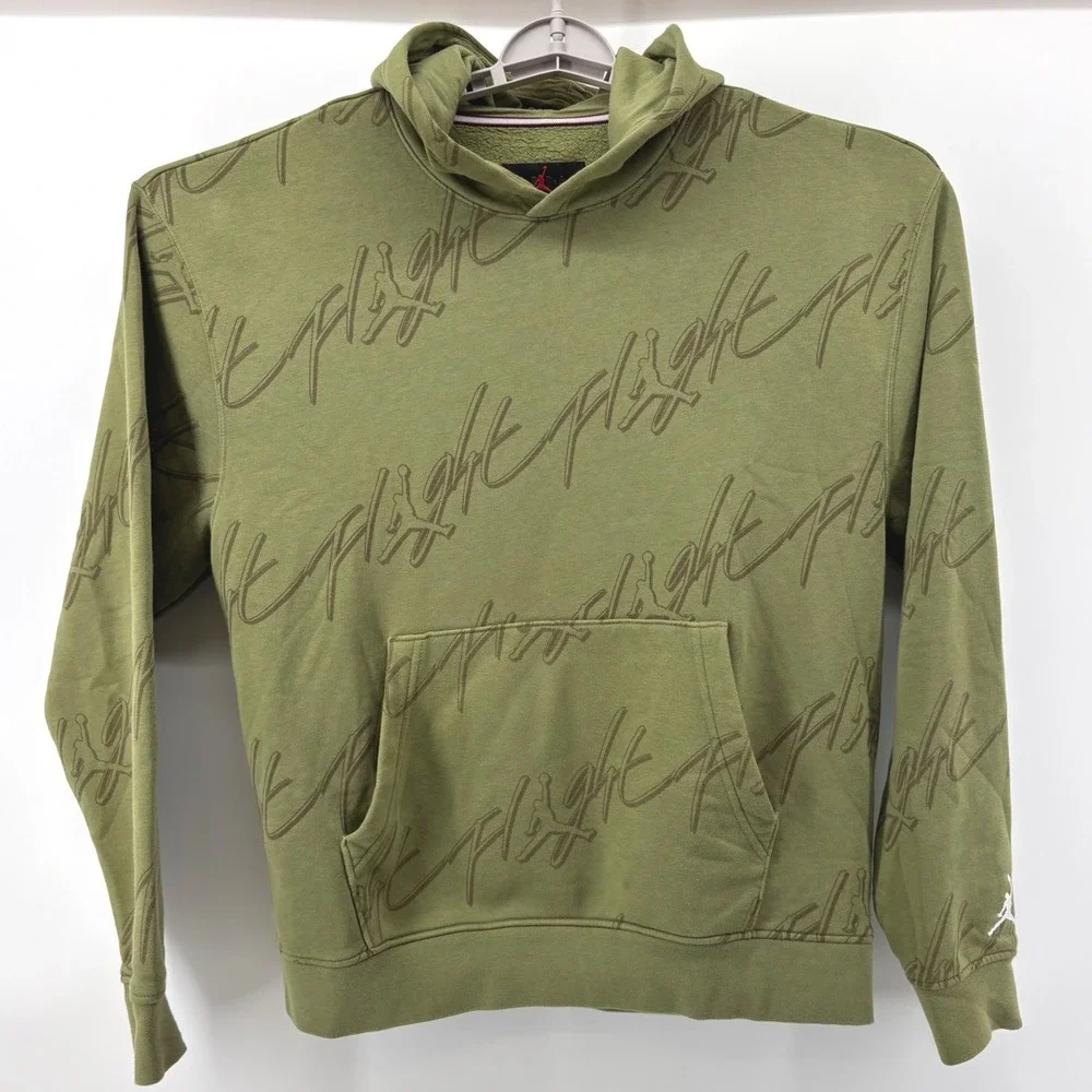 Air Jordan Flight Jumpman Hoodie Mens‎ M Olive Green AOP Nike Street Basketball
